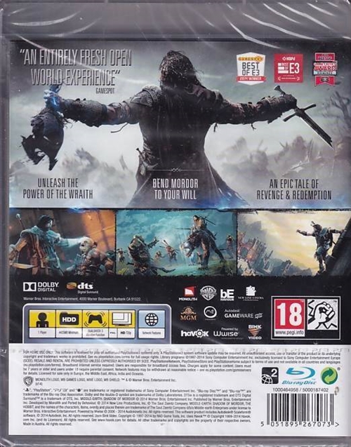 Middle-Earth Shadow of Mordor - i Folie - PS3 (AA Grade) (Genbrug)